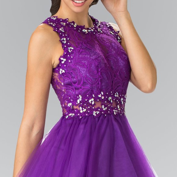 NEW SHORT SLEEVELESS BABY DOLL EMBROIDERED LACE DRESS WITH ZIPPER BACK GL GS1427 - Picture 5 of 10